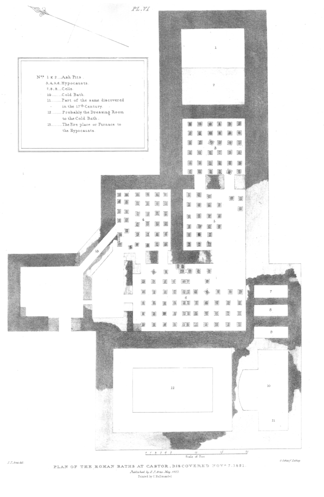 Plan of the Roman Baths at Castor, discovered Nov 7th, 1821